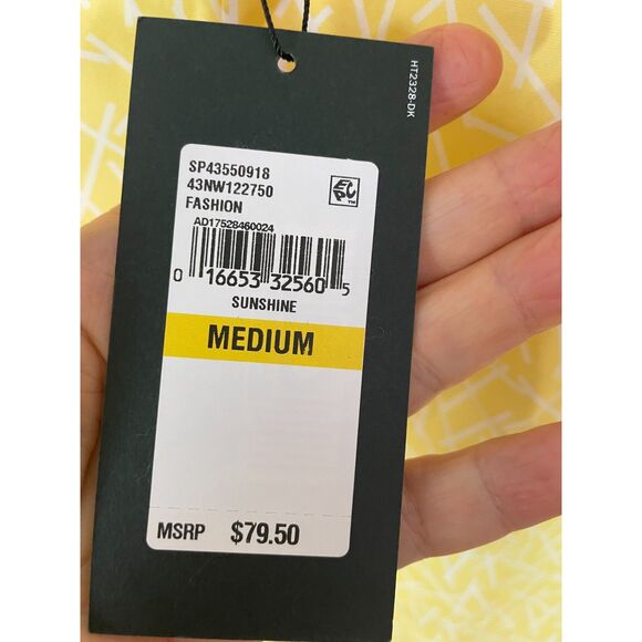 NWT DNKY Men's Yellow‎ Long Sleeve Button-Down Shirt Geometric Print Size Medium - Picture 5 of 7